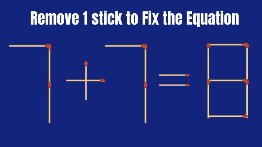 7+7=8 Remove 1 Stick and Fix the Equation in this Matchstick Brain Teaser Puzzle