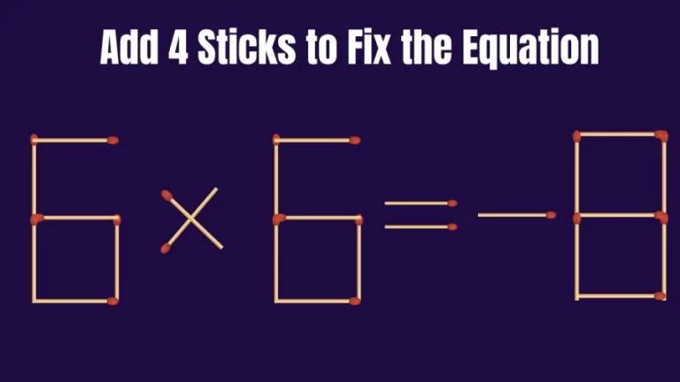 Add 4 Sticks to Make the Equation Right in this Brain Teaser Matchstick Puzzle