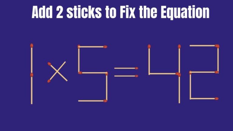 Brain Teaser: Add 2 Matchsticks and Fix this Equation 1×5=42 | Tricky Matchstick Puzzle