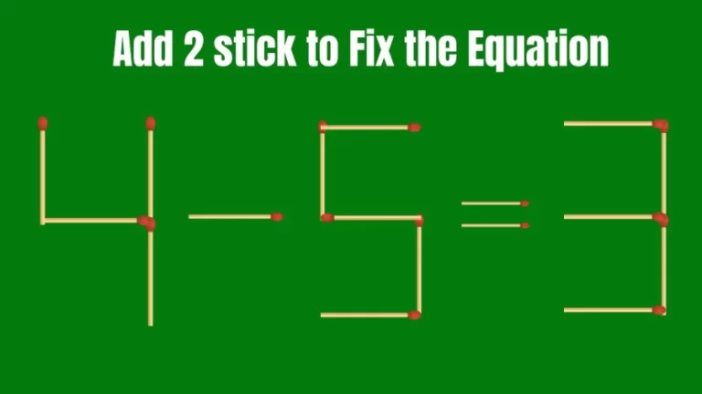 Brain Teaser: Add 2 Matchsticks to make the Equation Right | Simple Matchstick Puzzle