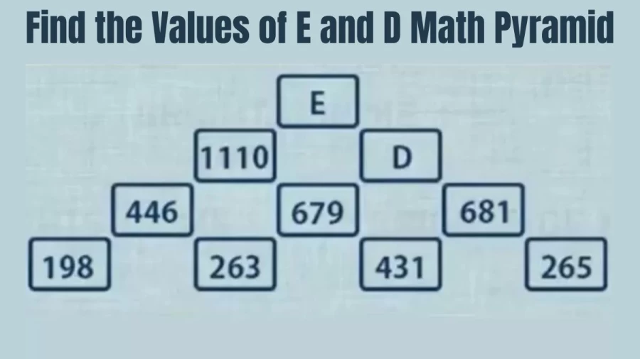 Brain Teaser: Can You Find the Values of E and D? Math Pyramid