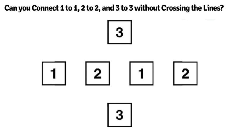 Brain Teaser – Can you Connect 1 to 1, 2 to 2, and 3 to 3 without Crossing the Lines? Tricky Puzzle