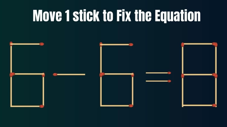 Brain Teaser: Can you Move 1 Stick and Fix the Equation 6-6=8? Clever Matchstick Puzzle