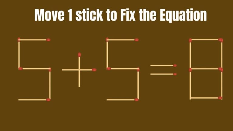 Brain Teaser: Can you Move only 1 Matchstick to fix the equation 8+3-4=0 within 10 secs? Matchstick Puzzle