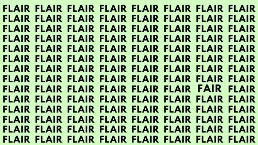 Brain Teaser Eye Test: If you have Hawk Eyes Find the Word Fair Among Flair in 12 Secs