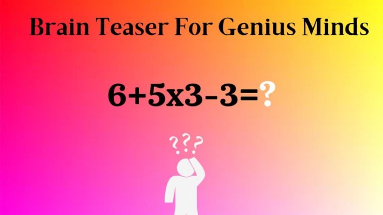 Brain Teaser Math Test: 6+5×3-3