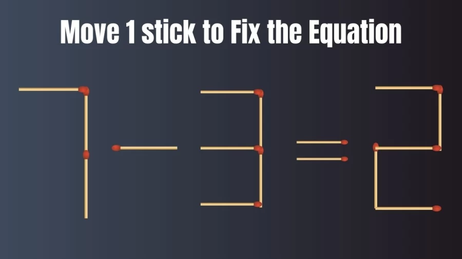 Brain Teaser: Move 1 Stick and Correct the Equation 7-3=2 | Hard Matchstick Puzzle