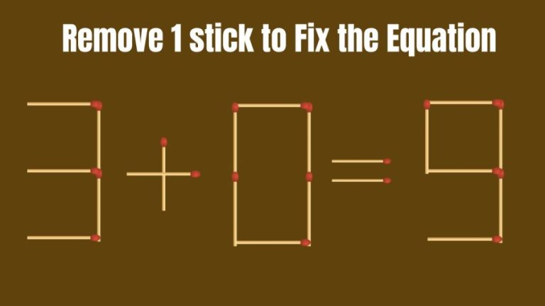 Brain Teaser: Remove 1 Matchstick and make the Equation 3+0=9 Right | Matchstick puzzle