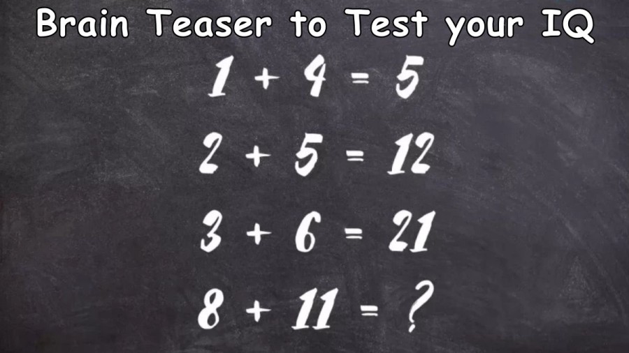 Brain Teaser to Test your IQ: If 1 + 4 = 5, 2 + 5 = 12, 3 + 6 = 21 What Is 8 + 11? Viral Puzzle
