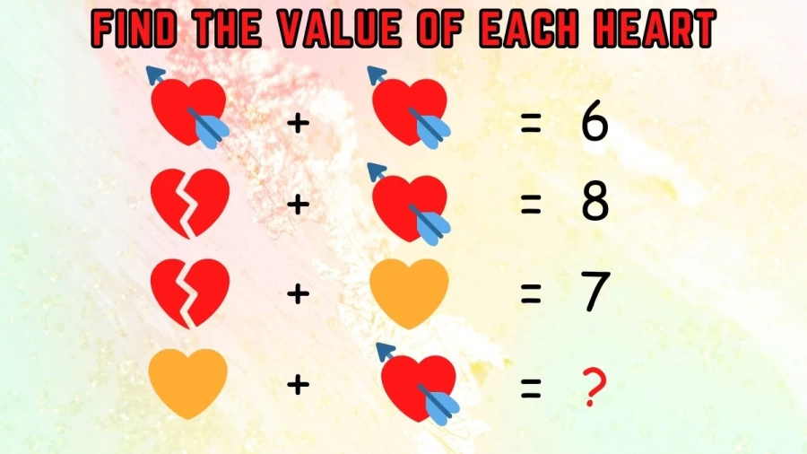 Can You Solve this Brain Teaser Math Test and Find the Value of Each Heart?