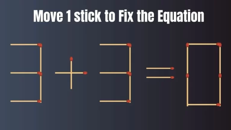 Matchstick Brain Teaser: 3+3=0 Fix The Equation By Moving 1 Stick | Matchstick Puzzle