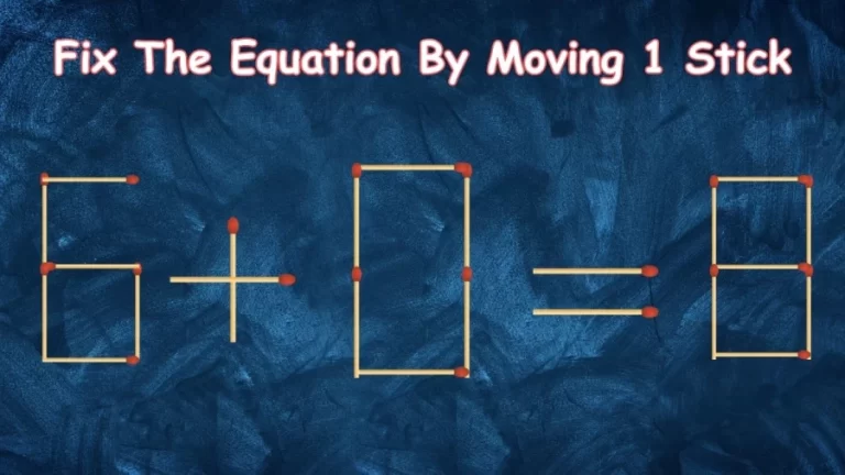 Matchstick Brain Teaser: 6+0=8 Fix The Equation By Moving 1 Stick | Matchstick Puzzle