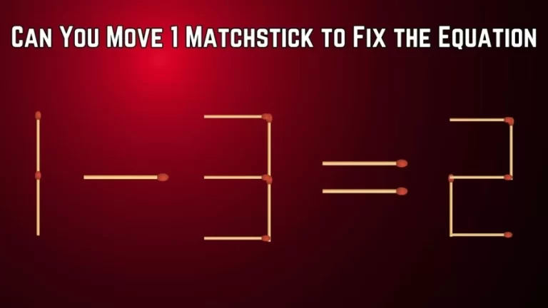 Matchstick Brain Teaser: Can You Move 1 Matchstick To Fix The Equation 6-6=8? Matchstick Puzzle