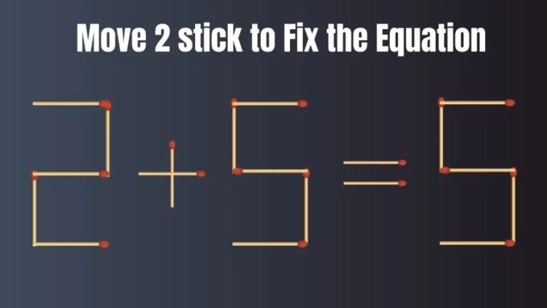 Matchstick Brain Teaser: Correct the Equation 2+5=5 by Moving just 2 Sticks II Viral Puzzle