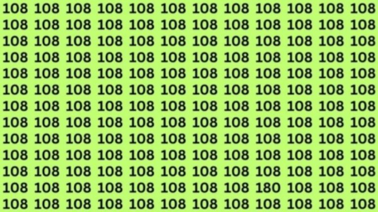 Observation Skills Test: Can you find the Number 180 Among 108 in 10 seconds?