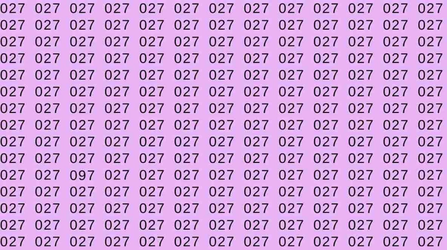 Optical Illusion: If you have eagle eyes find 097 among 027 in 5 Seconds?