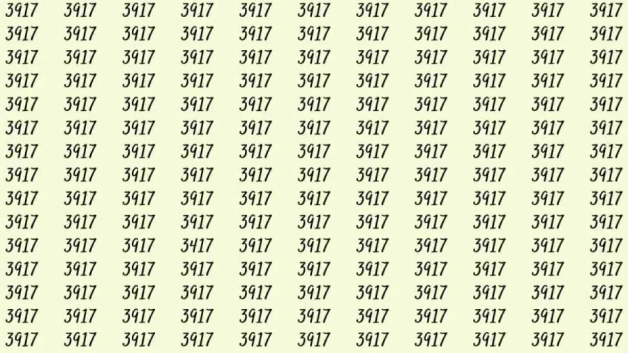 Optical Illusion: If you have eagle eyes find 3417 among 3917 in 5 Seconds?