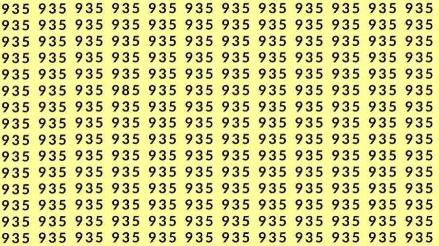 Optical Illusion: If you have hawk eyes find 985 among 935 in 10 Seconds?