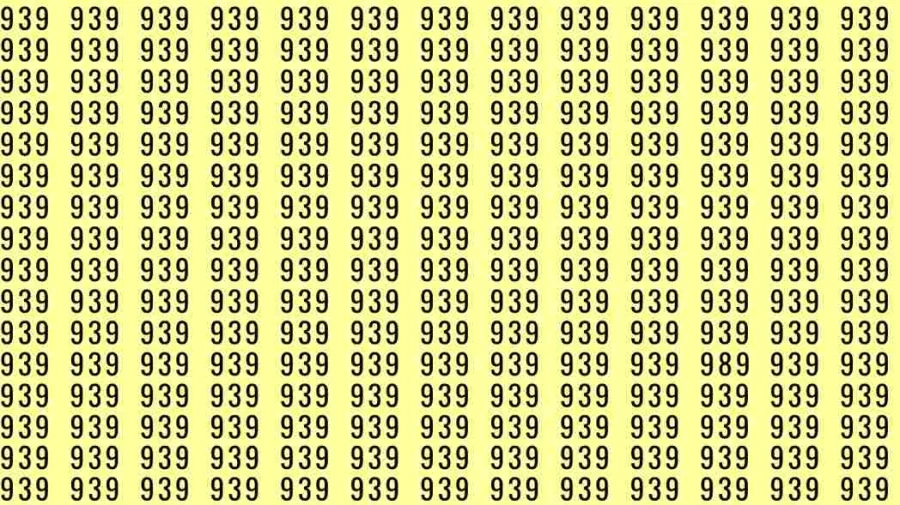 Optical Illusion: If you have hawk eyes find 989 among 939 in 7 Seconds?