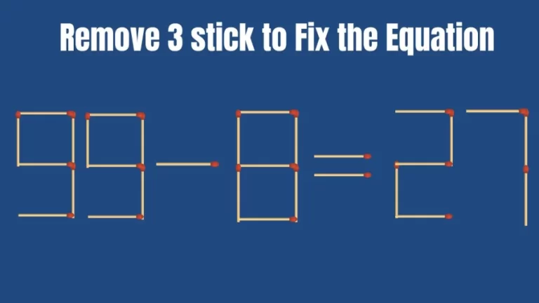 Remove 3 Matchsticks to Fix this Equation in 15 Secs I Matchstick Puzzle