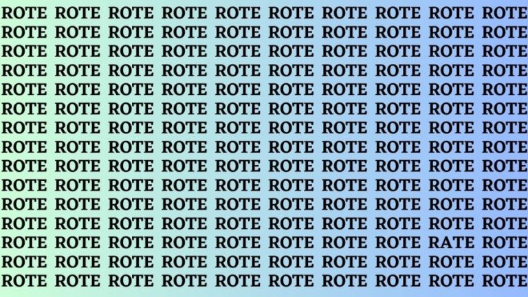 Brain Teaser: If you have Sharp Eyes Find the Word Rate among Rote in 15 Secs