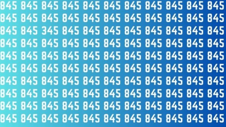 Observation Skills Test: If you have keen Eyes find the Number 345 among the number 845 in 15 Secs