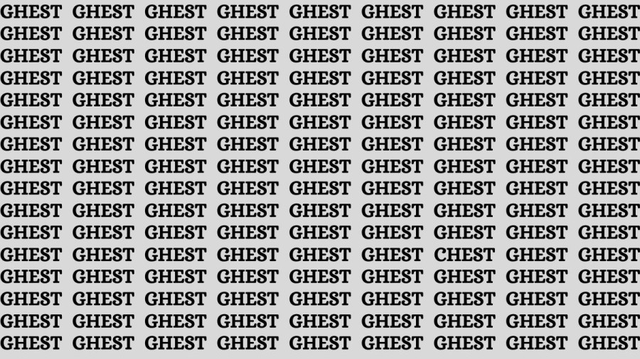 Brain Teaser: If you have Hawk Eyes Find the Word Chest among Ghest in 15 Secs