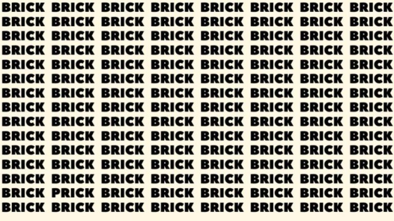 Optical Illusion Brain Test: If you have Sharp Eyes find the Word Prick among Brick in 20 Secs