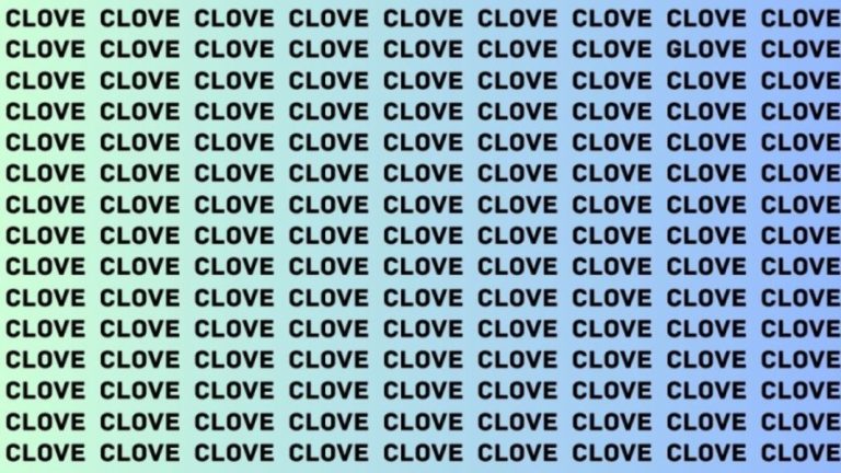 Optical Illusion: If you have Eagle Eyes Find the Word Glove among Clove In 15 Secs