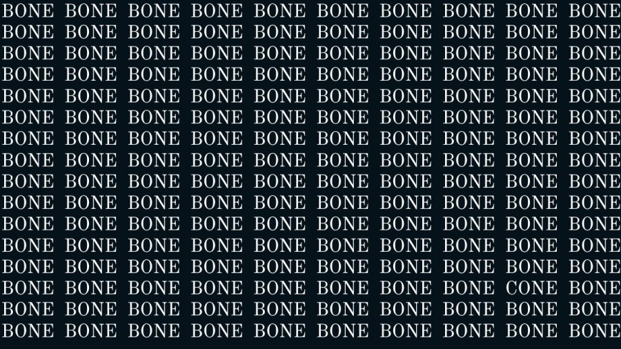 Brain Test: If you have Sharp Eyes Find the Word Cone among Bone in 15 Secs