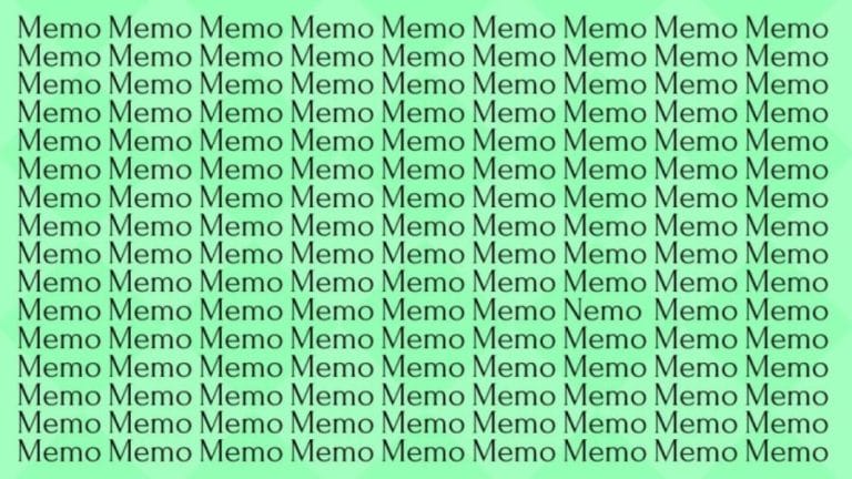 Optical Illusion Brain Test: If you have Sharp Eyes find the Word Nemo among Memo in 20 Secs