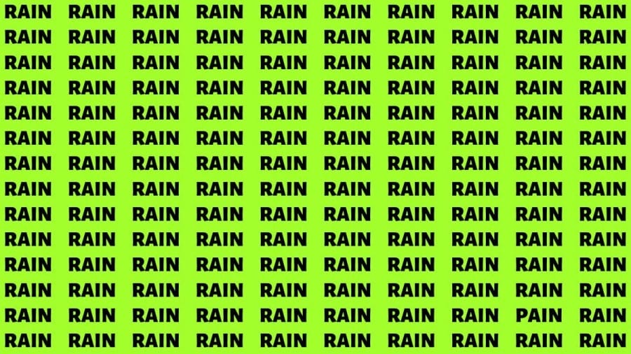 Brain Test: If you have Eagle Eyes Find the Word Pain among Rain in 15 secs