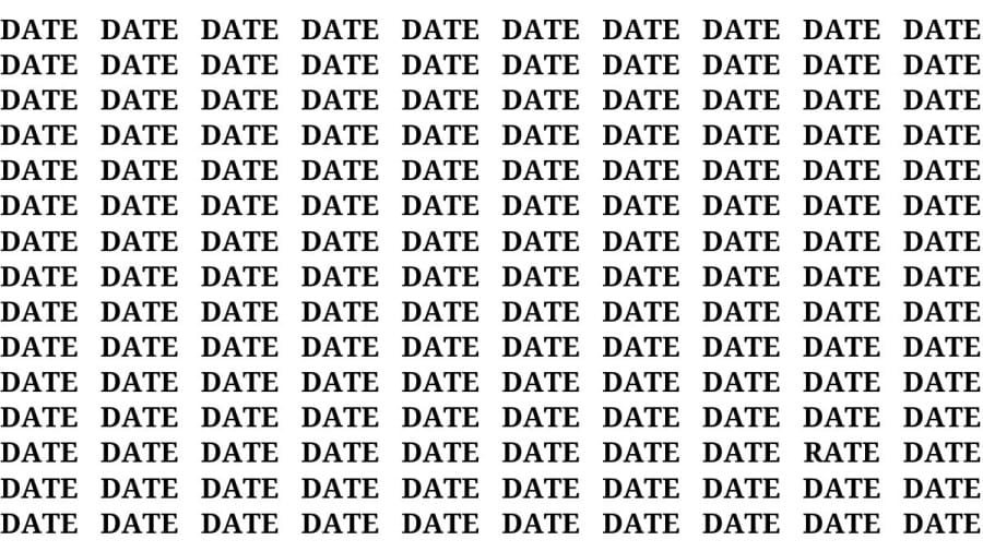 Brain Test: If you have Hawk Eyes Find the word Rate among Date in 18 Secs