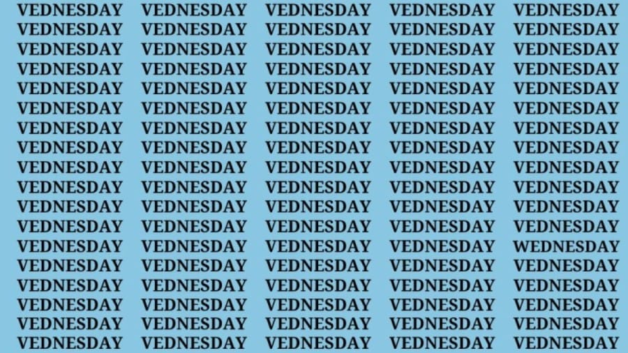 Brain Teaser: If you have Hawk Eyes Find the word Wednesday In 15 Secs