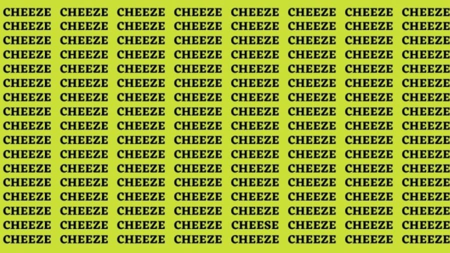 Brain Teaser: If you have Eagle Eyes Find the word Cheese in 13 Secs