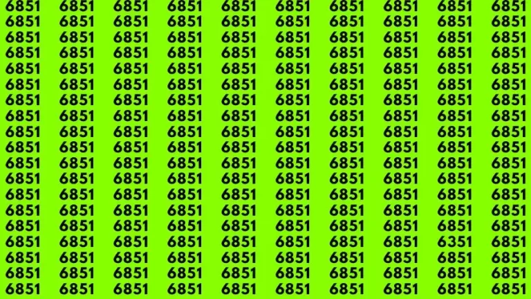 Optical Illusion Brain Challenge: If you have 50/50 Vision Find the number 6351 among 6851 in 12 Secs