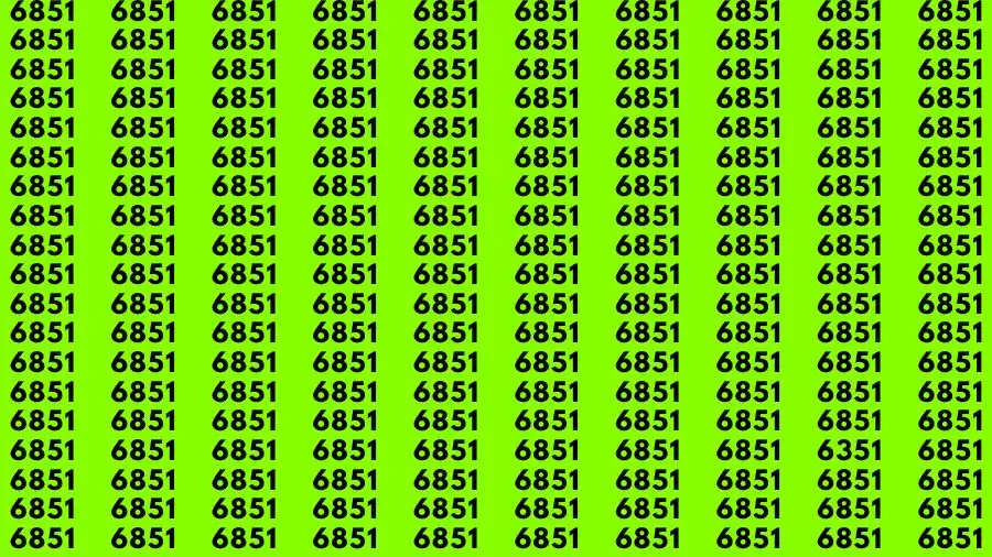 Optical Illusion Brain Challenge: If you have 50/50 Vision Find the number 6351 among 6851 in 12 Secs