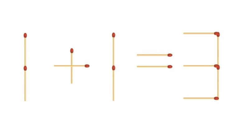 Brain Teaser: 1+1=3 Fix the equation by moving 1 stick | Matchstick Puzzle