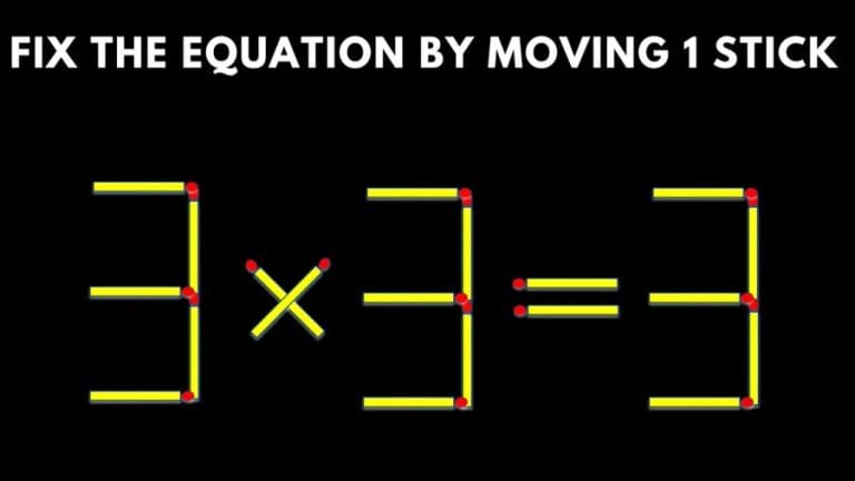 Brain Teaser: 3×3=3 Fix The Equation By Moving 1 Stick | Matchstick Puzzles