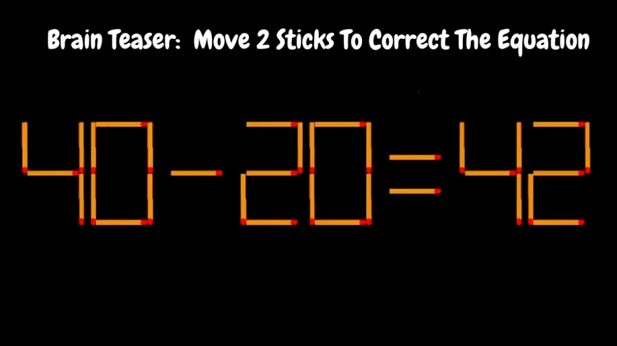 Brain Teaser: 40-20=42 Move 2 Sticks To Correct The Equation