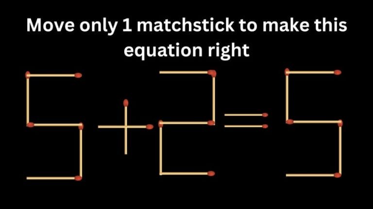 Brain Teaser: 5+2=5 Move only 1 matchstick to make this equation right | Tricky Matchstick Puzzle