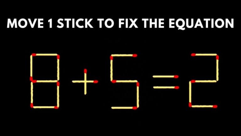 Brain Teaser: 8+5=2 Move 1 Stick To Fix The Equation | Matchstick Puzzle