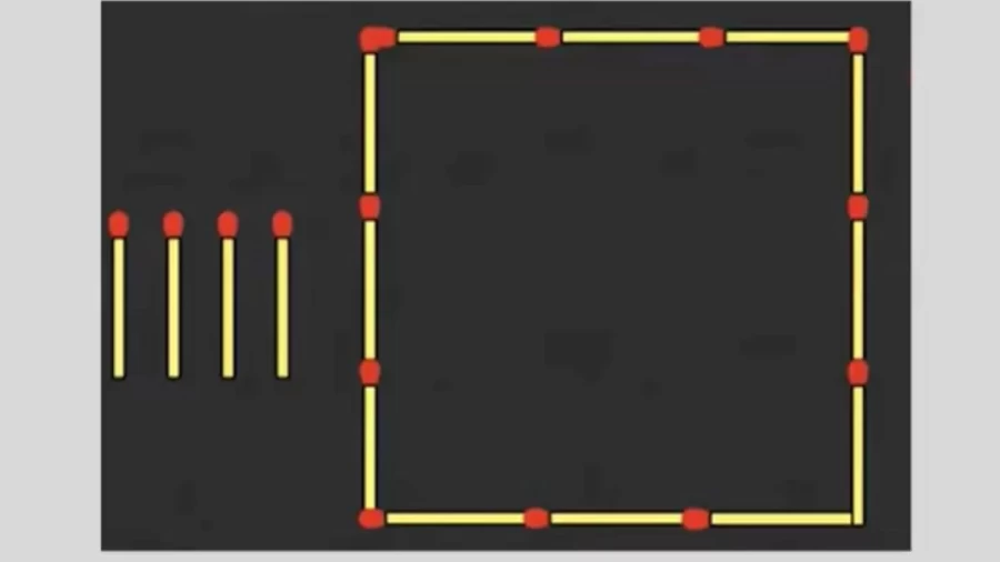 Brain Teaser: Can You Add 4 Sticks To Divide The Square Into Two Equal Parts Within 35 Secs?