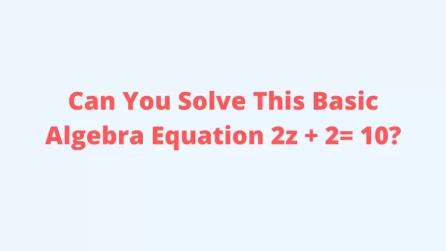 Brain Teaser - Can You Solve This Basic Algebra Equation 2z + 2= 10?