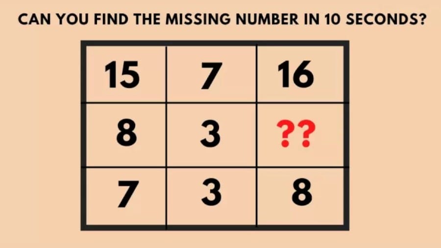 Brain Teaser: Can you find the missing number in less than 1 minute?