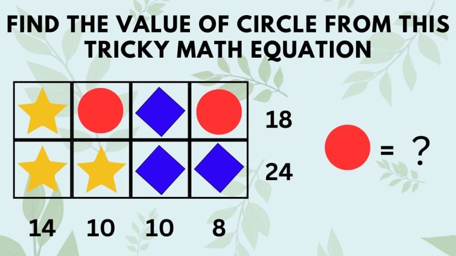 Brain Teaser Genius IQ Test: Find the value of circle from this tricky math equation