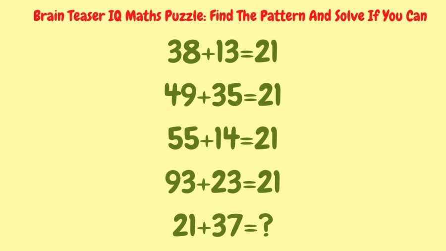 Brain Teaser IQ Maths Puzzle: Find The Pattern And Solve If You Can