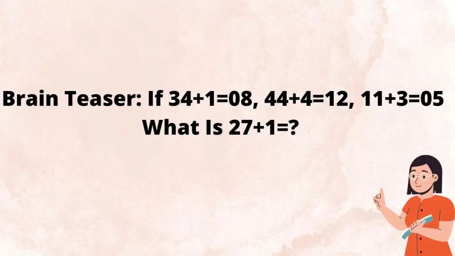 Brain Teaser IQ Test: If 34+1=08, 44+4=12, 11+3=05 What Is 27+1=?