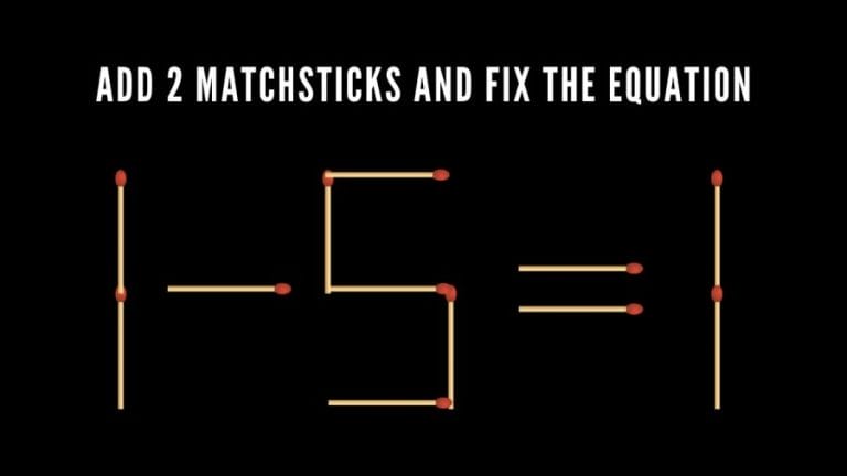 Brain Teaser Matchstick Puzzle: Add 2 matchsticks to correct the equation 1/3 =21