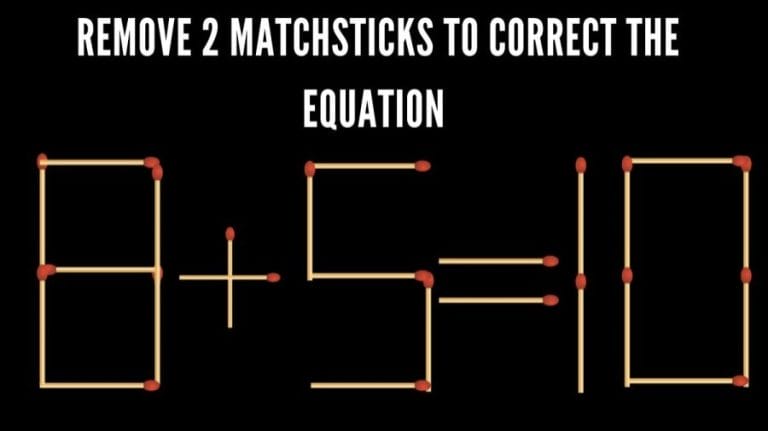 Brain Teaser Matchstick Puzzle: Remove 2 Matchsticks To Correct The Equation 8+8=2